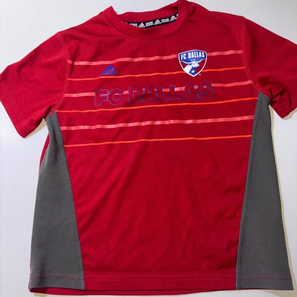 Adidas FC Dallas Club Shirt Kids Large Red Soccer Jersey Texas - Picture 1 of 8